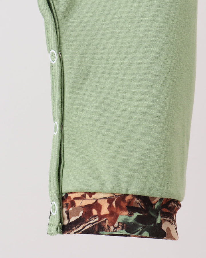 Romper leg with camo trim
