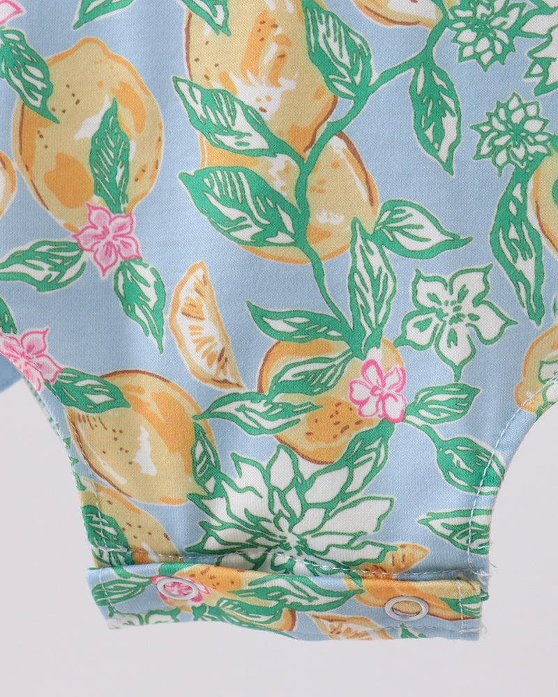 Bottom of romper with lemon print