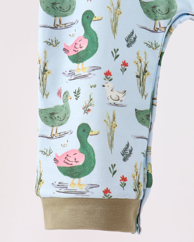 Green Mallard Duck Embroidered Romper
