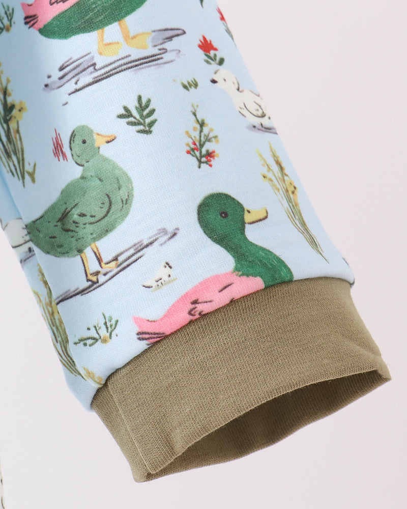 Green Mallard Duck Embroidered Romper