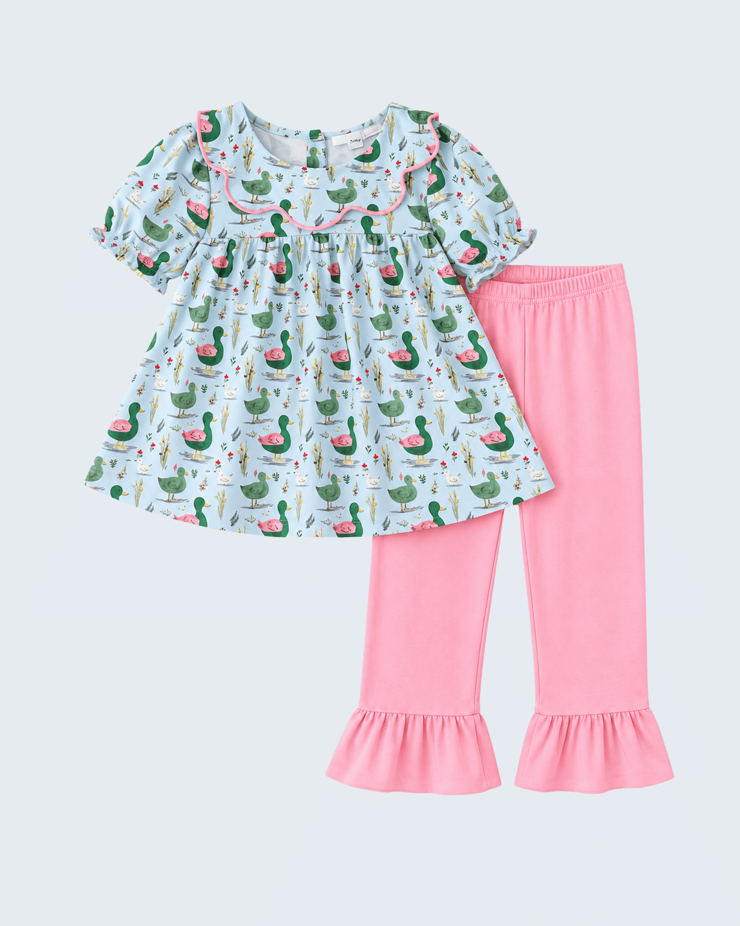 Green Mallard Duck Ruffle Pants Set