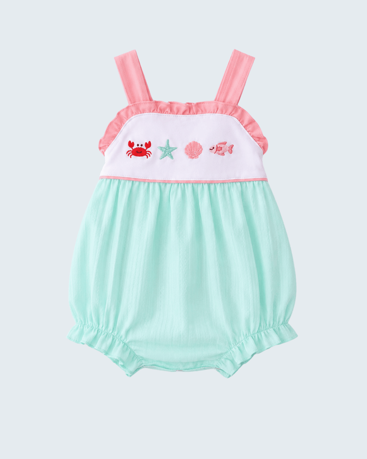 Green Marine Embroidered Jacquard Bubble