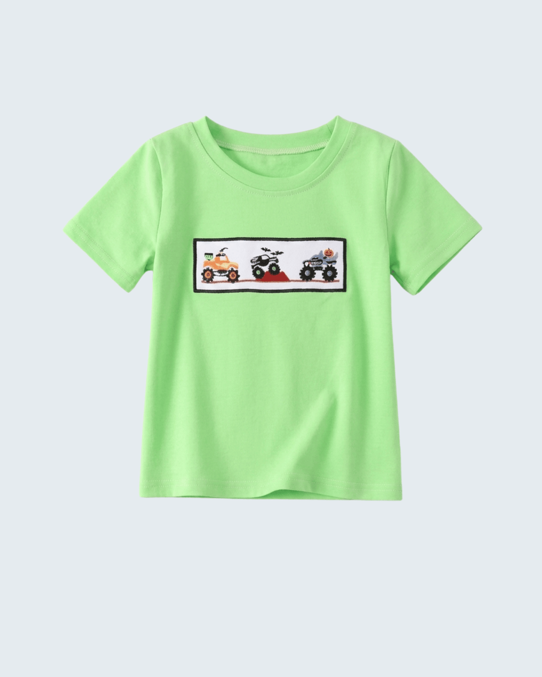 Green Monster Truck Embroidered Top
