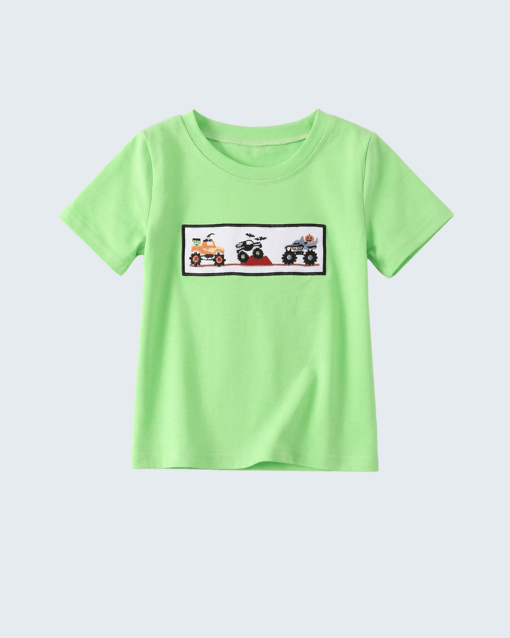 Green Monster Truck Embroidered Top
