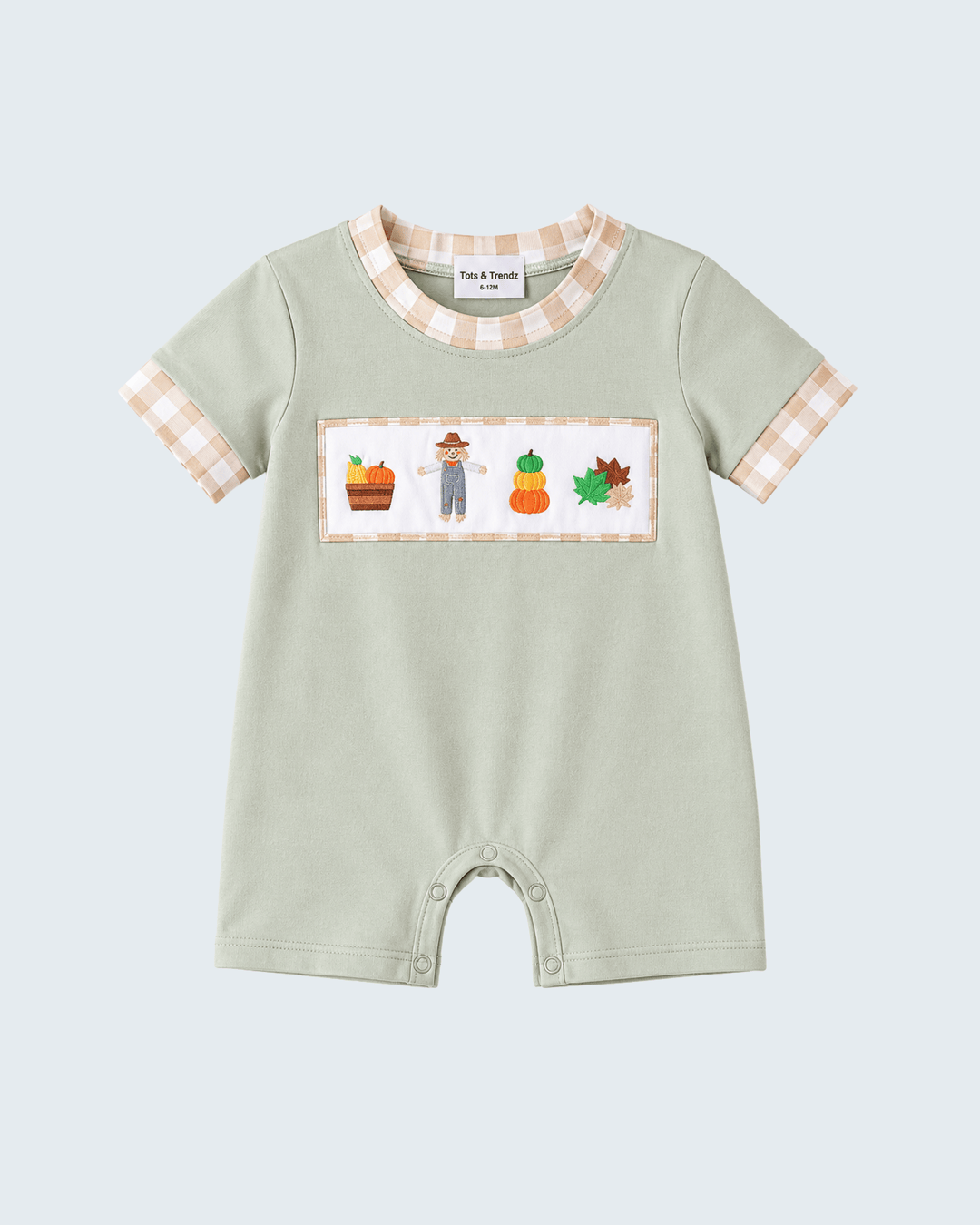 Green Scarecrow Embroidered Romper