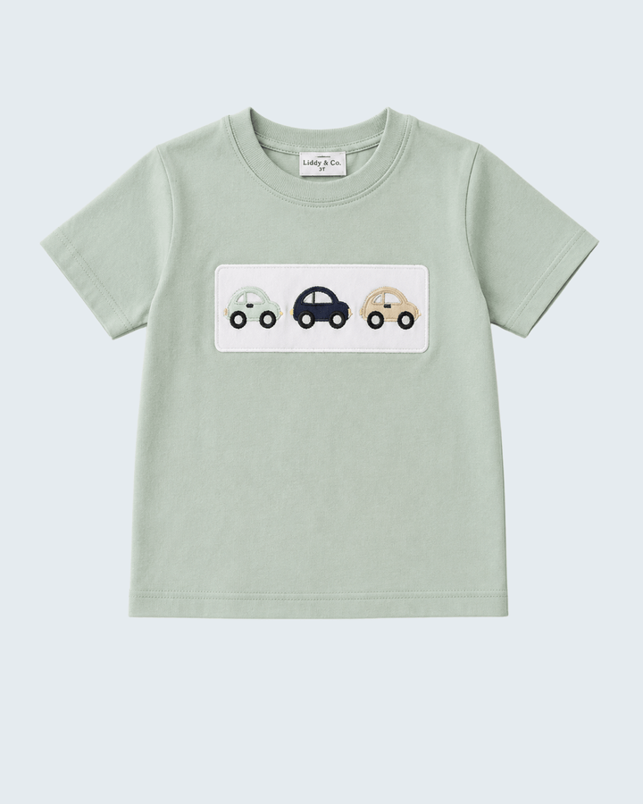 A light sage green short-sleeve kids&