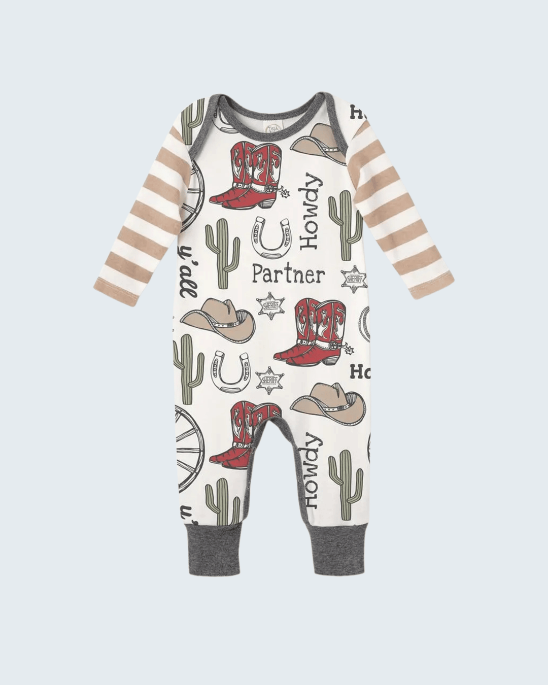Grey Howdy Partner Cowboy Romper