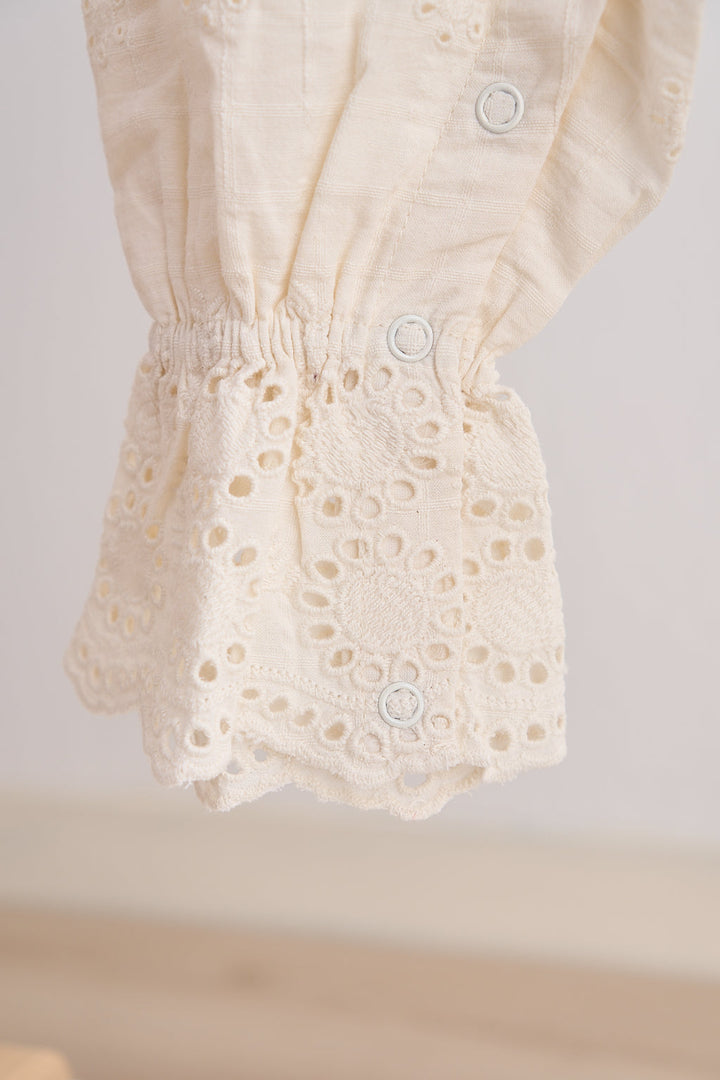 White Hand Embroidered Floral Lace Jumpsuit