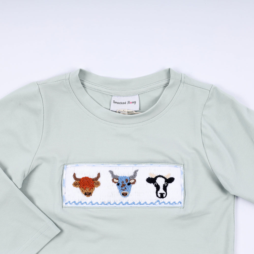 Cow Hand Smocked Gingham Pants Set