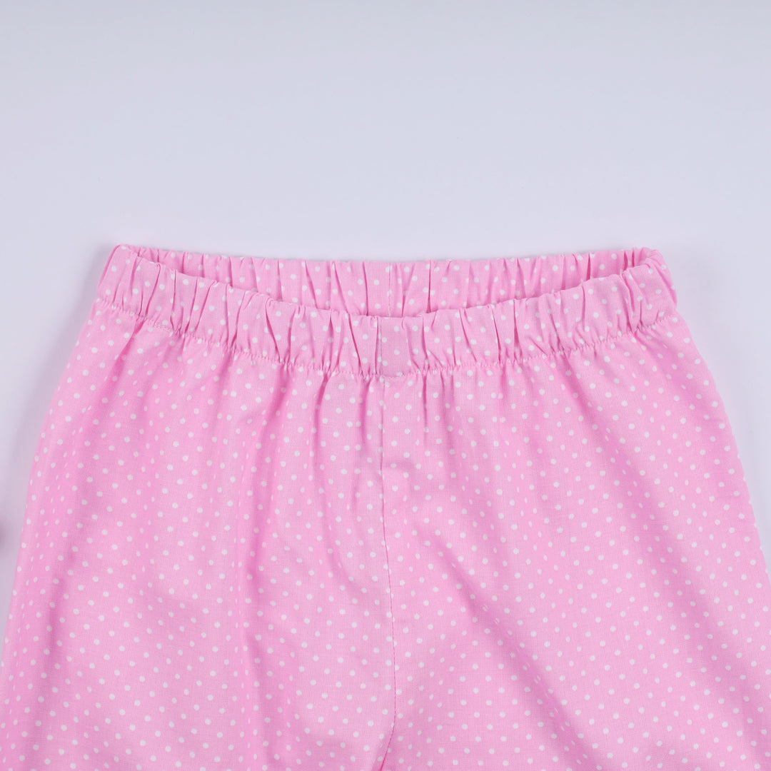 Pink Hand Smocked Dot Ruffle Pants Set