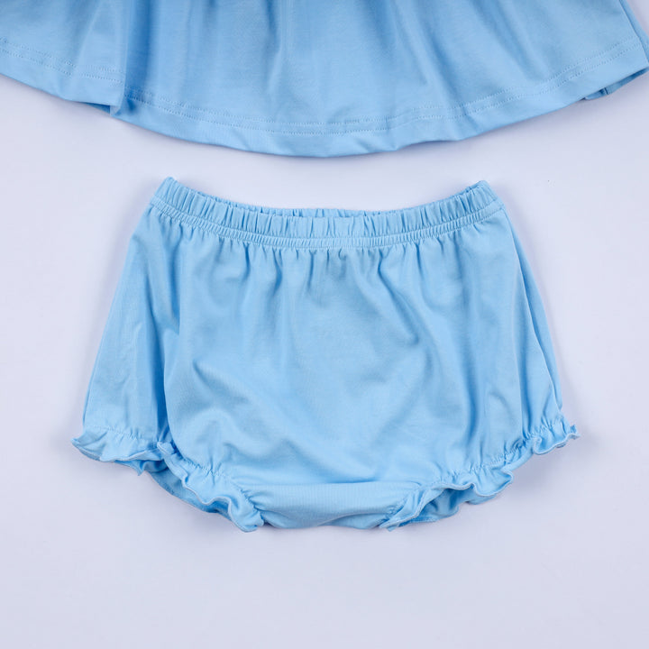 Blue Nativity Hand Smocked Bloomer Set