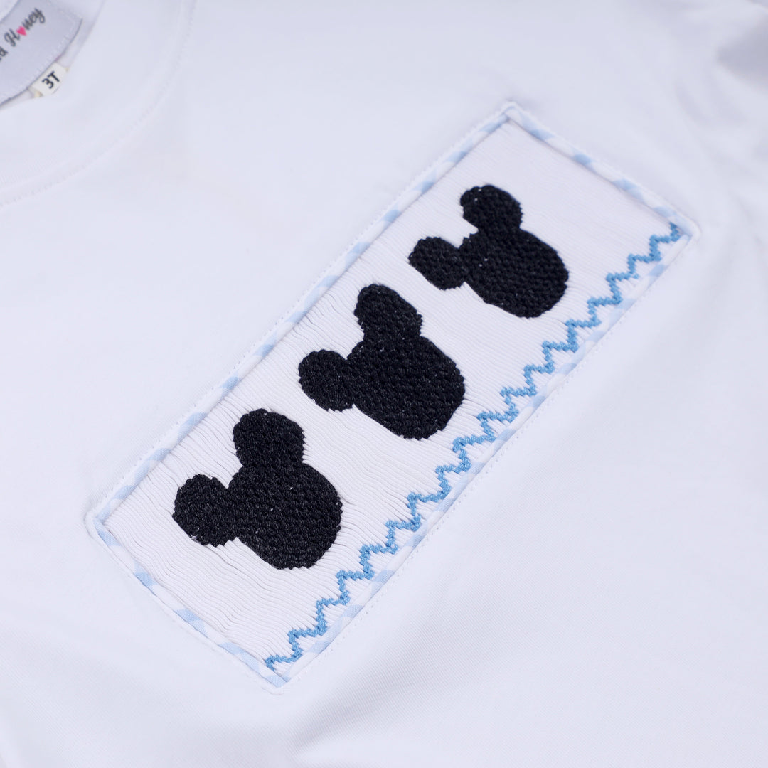 Blue Character Hand Smocked Gingham Shorts Set