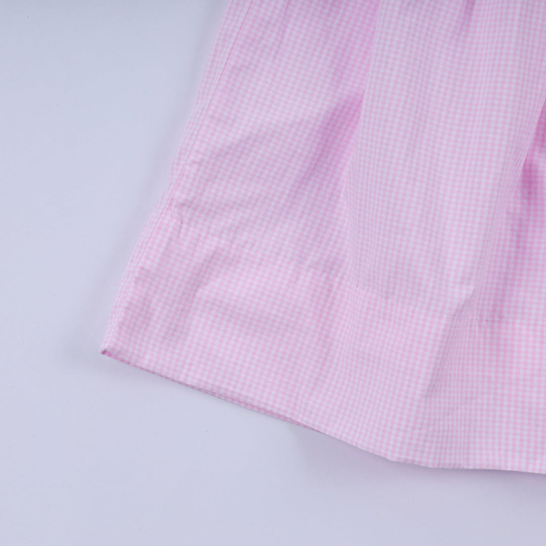 Pink Hand Smocked Plaid Ruffle Dress