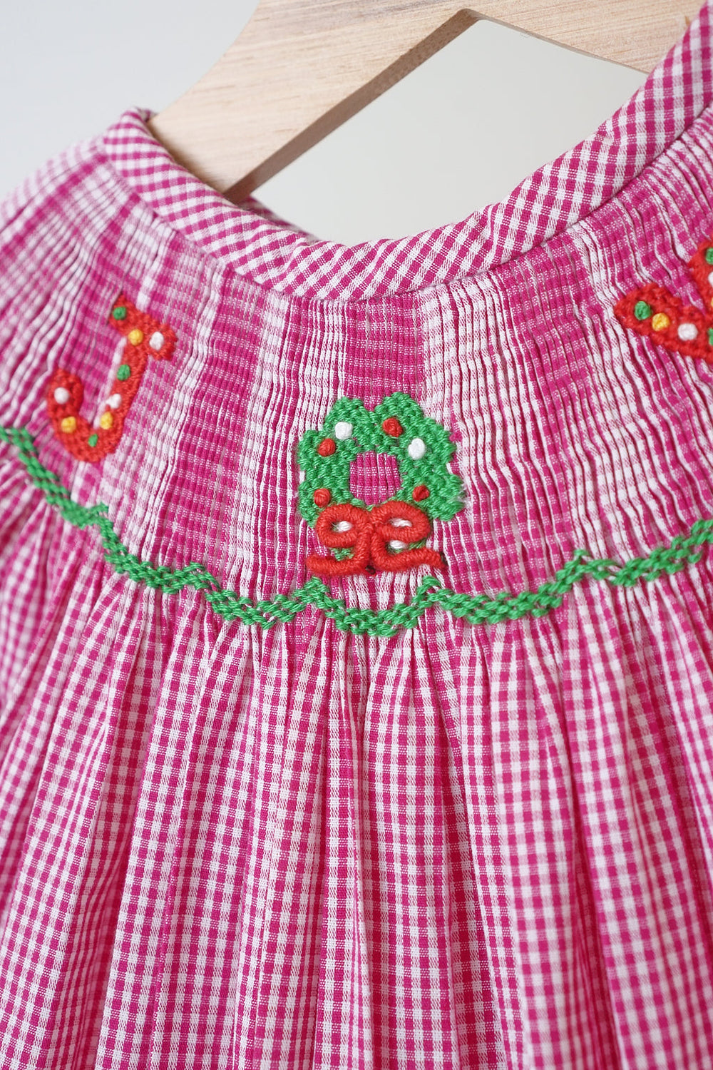 Pink Hand Smocked Gingham Romper