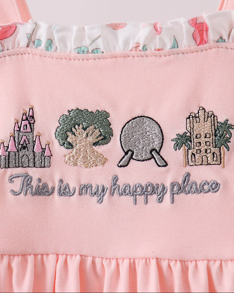 Pink dress with embroidered elements and &
