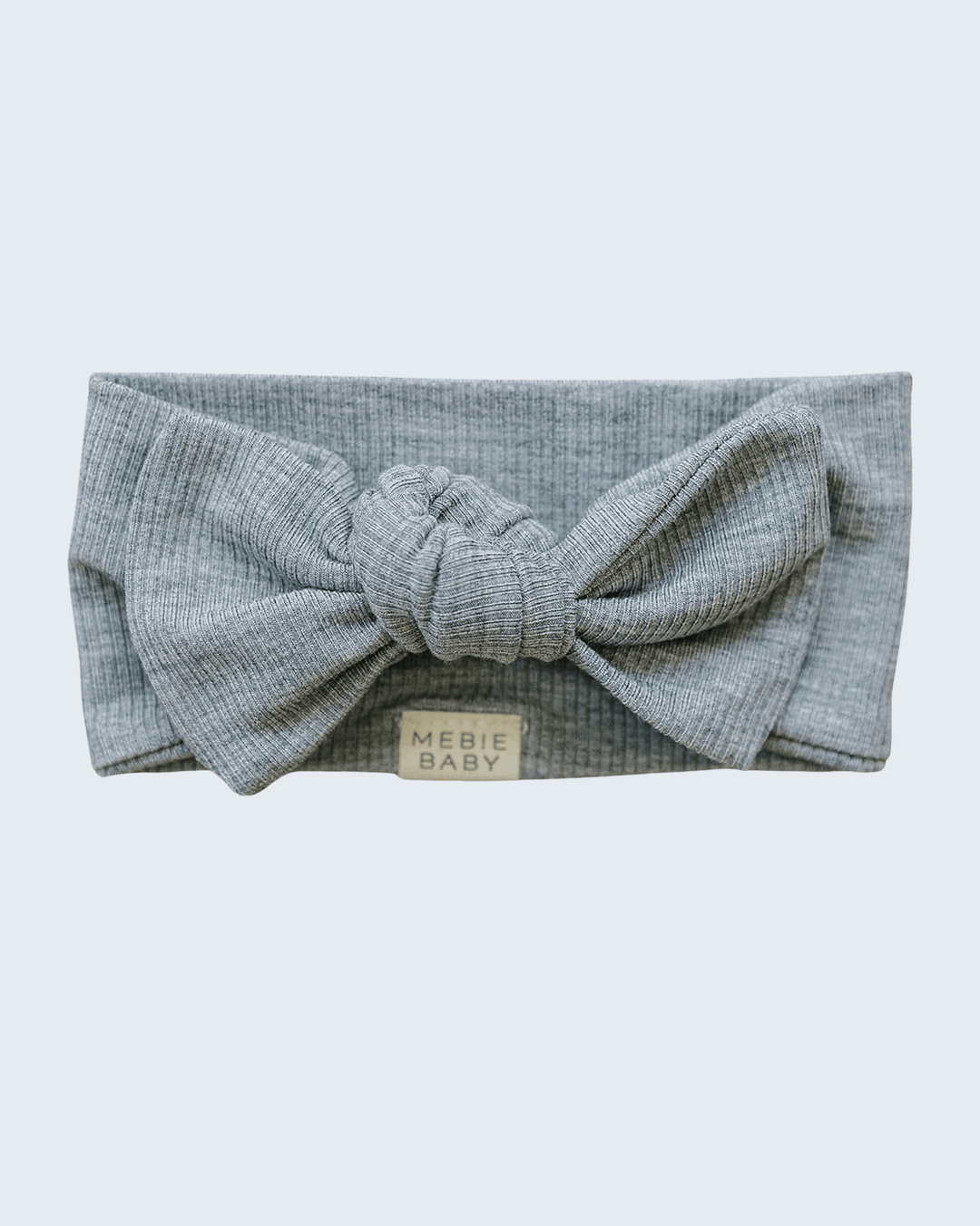 Heather grey ribbed bamboo head wrap with knot bow at center front