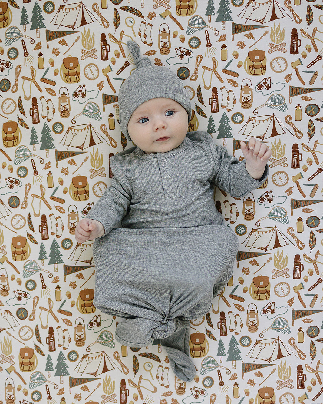 Heather Grey Ribbed Bamboo Newborn Knot Hat