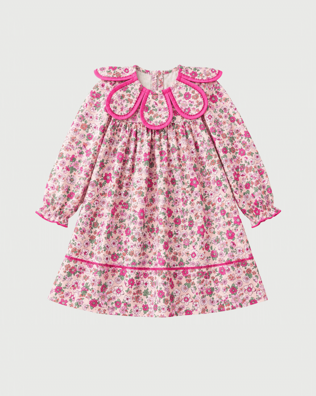 Hot Pink Floral Petal Collar Dress