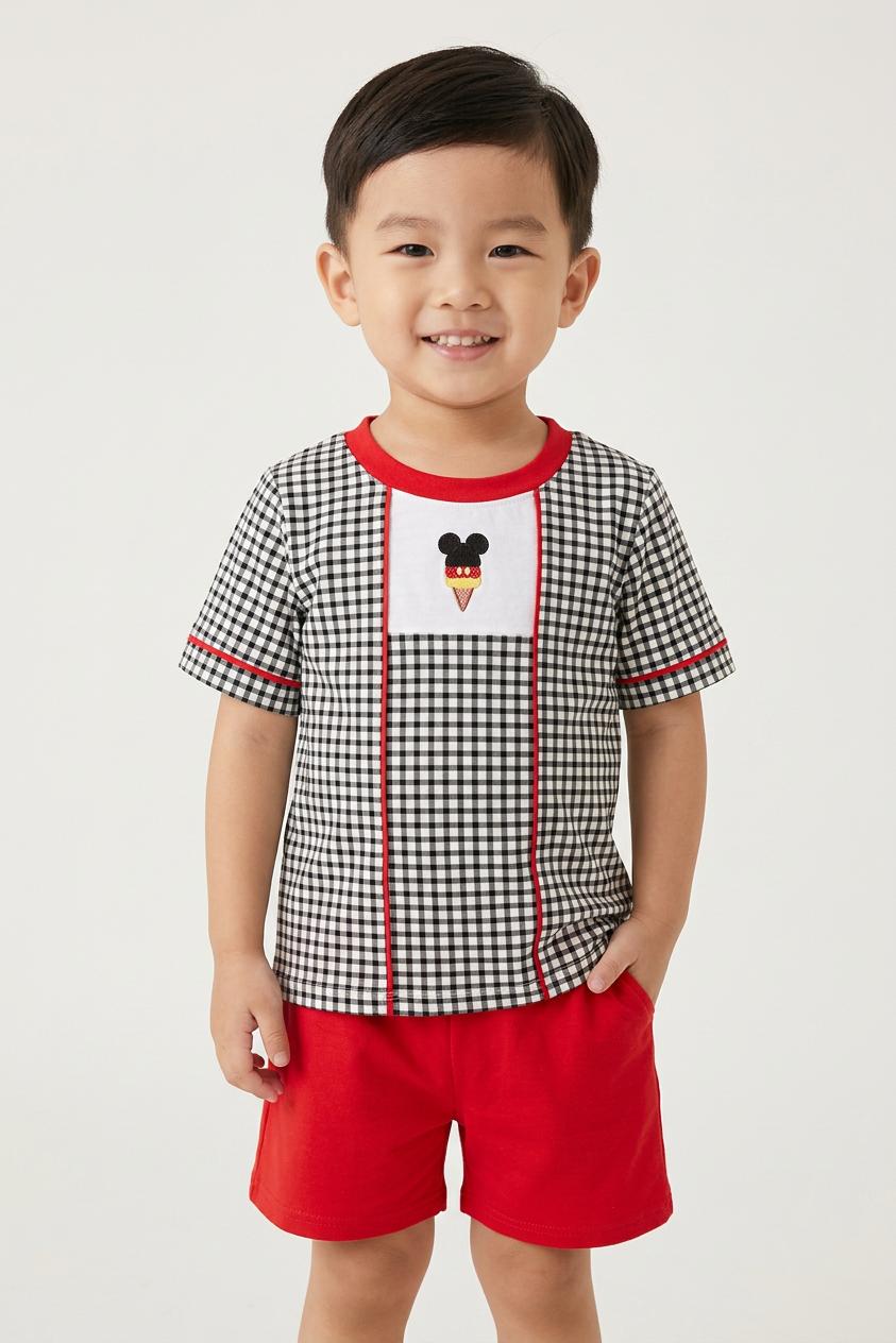 Ice Cream Applique Shorts Set
