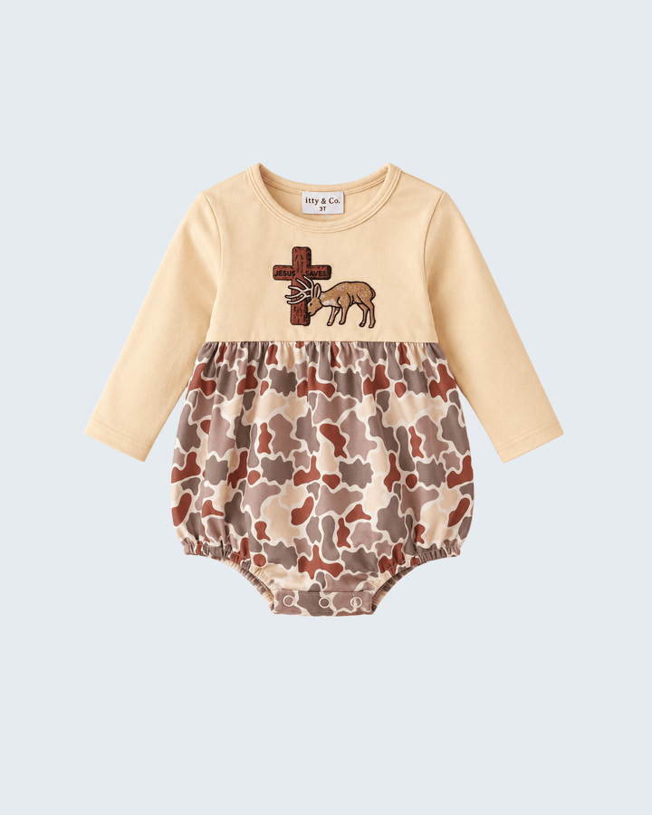 Khaki Camouflage Cross Deer Embroidered Bubble