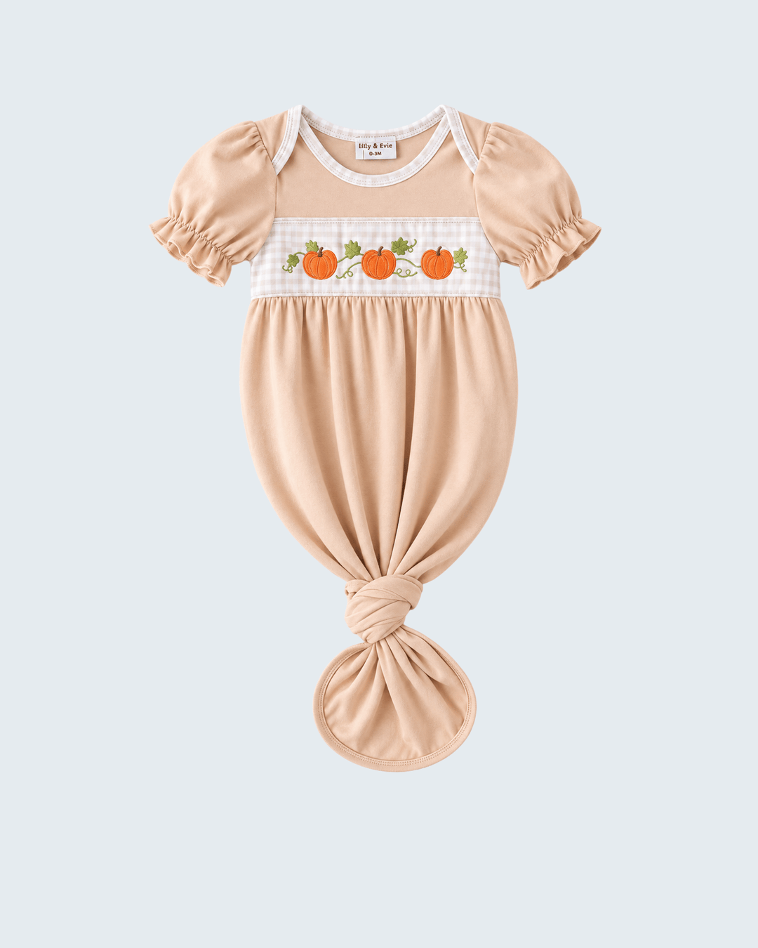 Khaki Pumpkin Embroidered Knot Gown