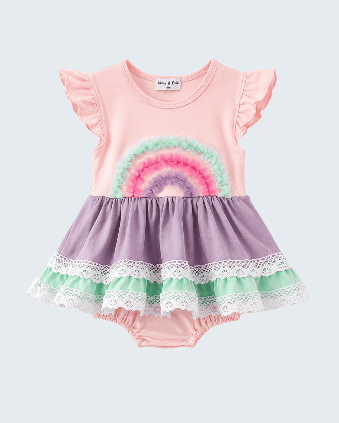 BABY GIRL Lace Rainbow Ruffle Bubble