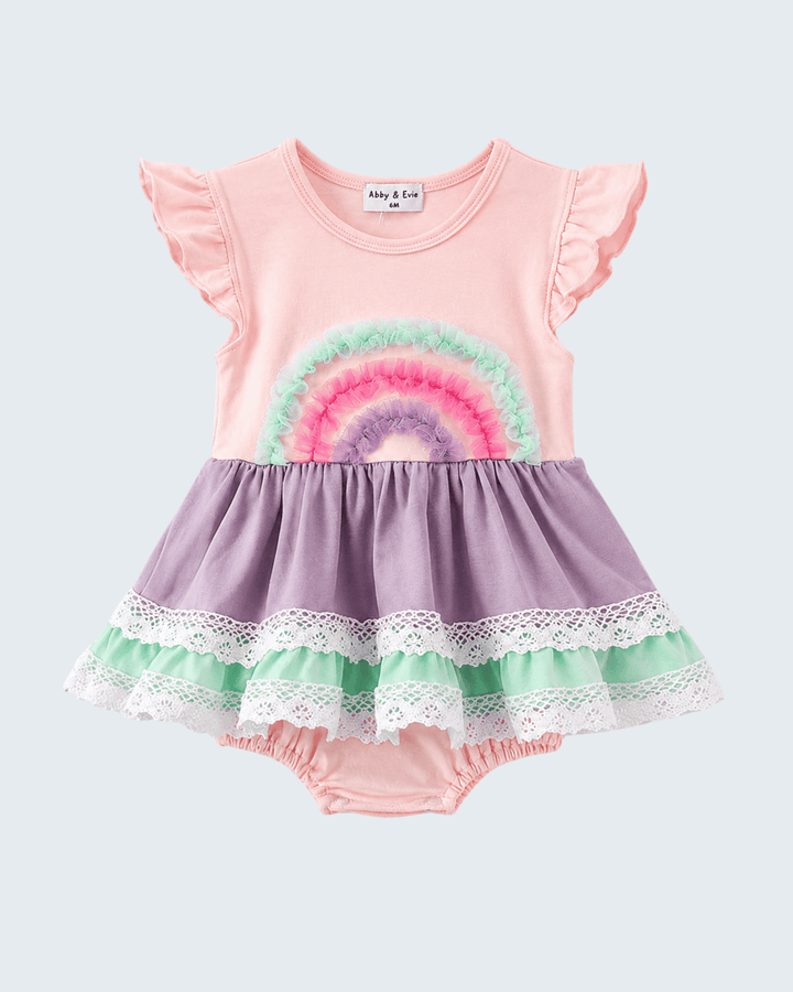 BABY GIRL Lace Rainbow Ruffle Bubble