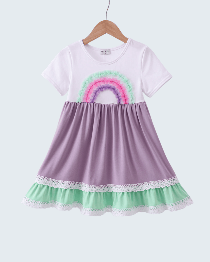 Lace Rainbow Ruffle Dress