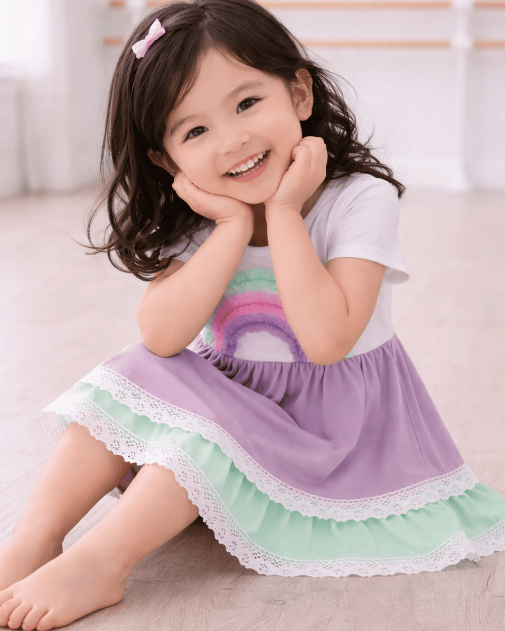 Lace Rainbow Ruffle Dress