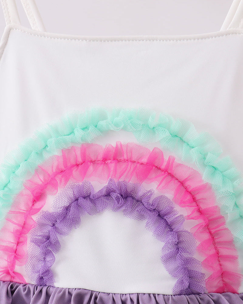 Lace Rainbow Ruffle One-Piece Swimsuit