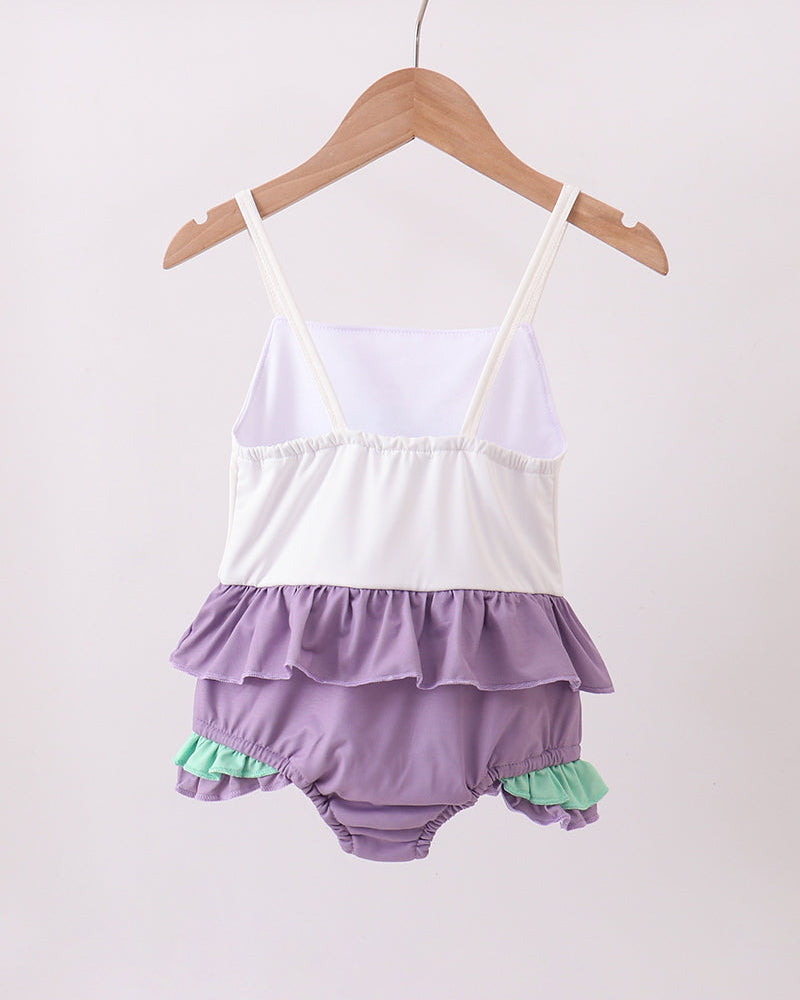 Lace Rainbow Ruffle One-Piece Swimsuit