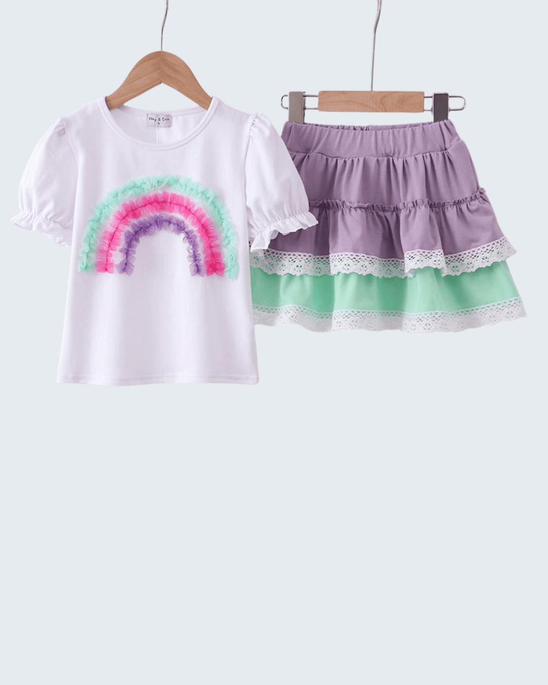 Lace Rainbow Ruffle Skorts Set