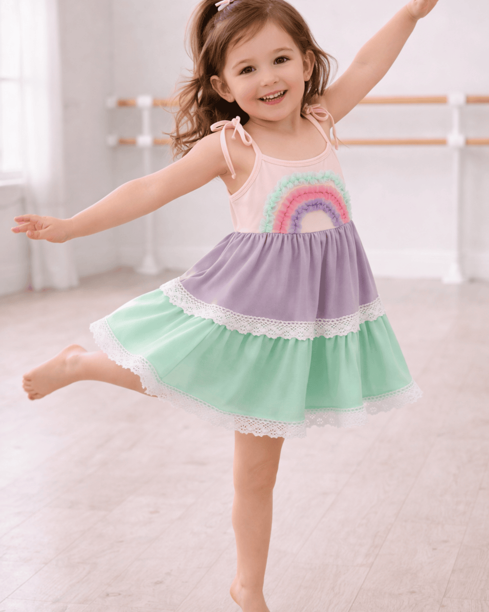 Lace Rainbow Tiered Dress