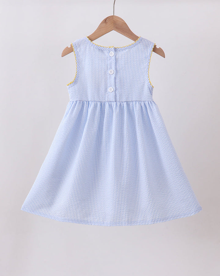 Lemon Embroidered Seersucker Dress