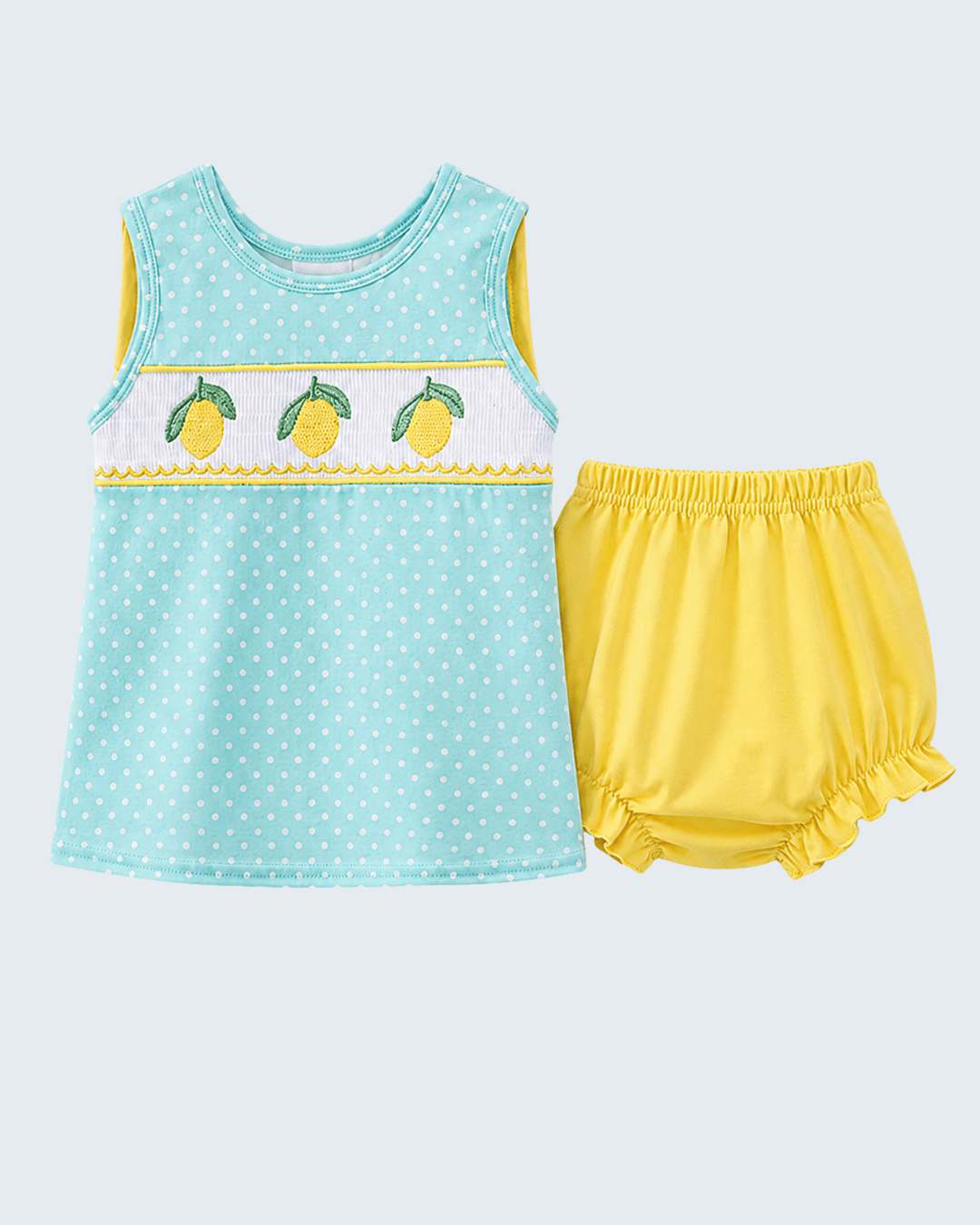 Baby girl Lemon Smocked Ruffle Bloomer Set