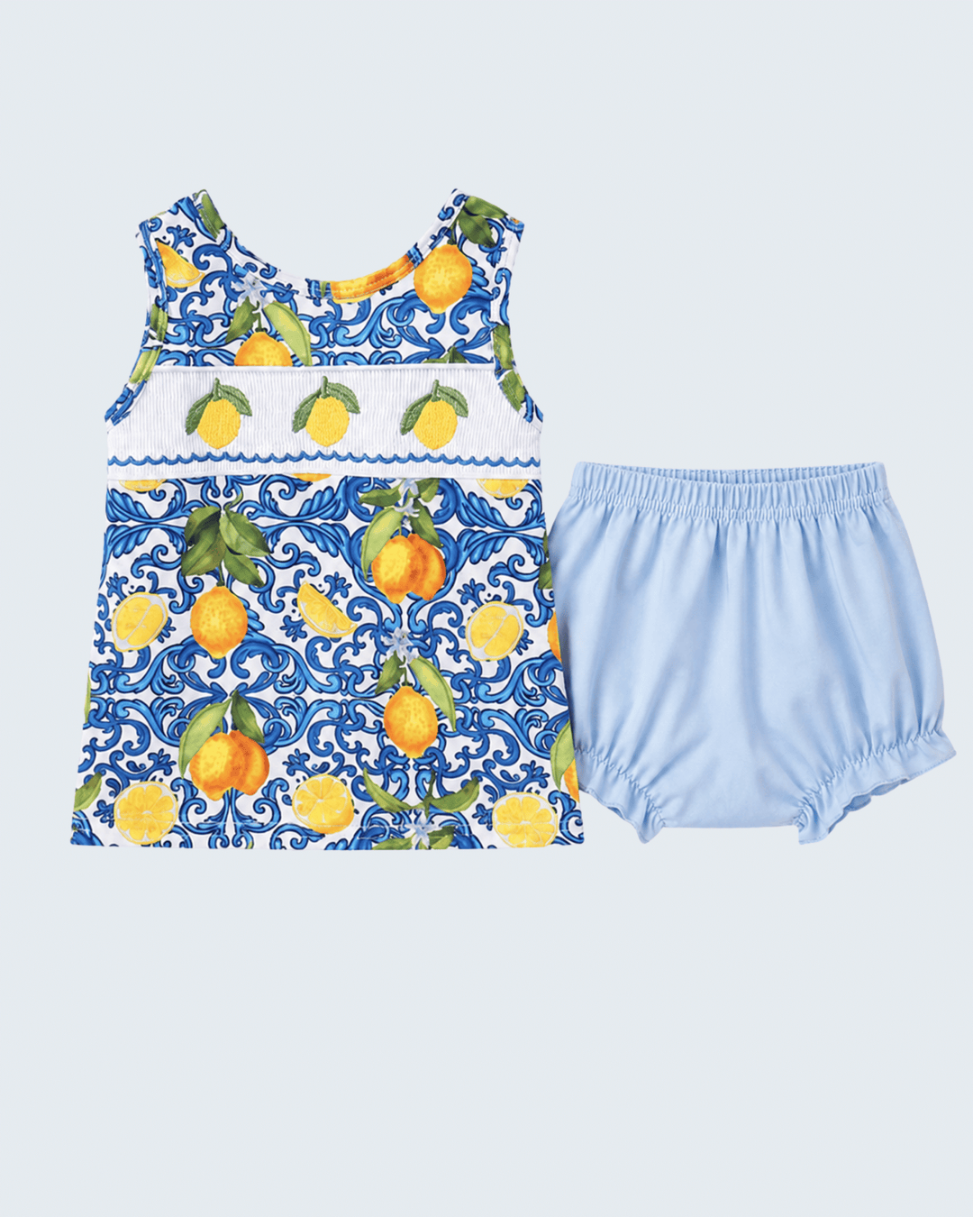 Baby girl Lemon Smocked Ruffle Bloomer Set