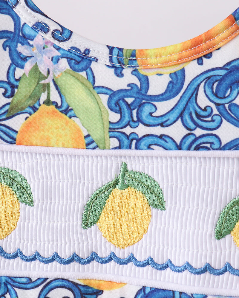 Lemon Smocked Ruffle Bloomer Set