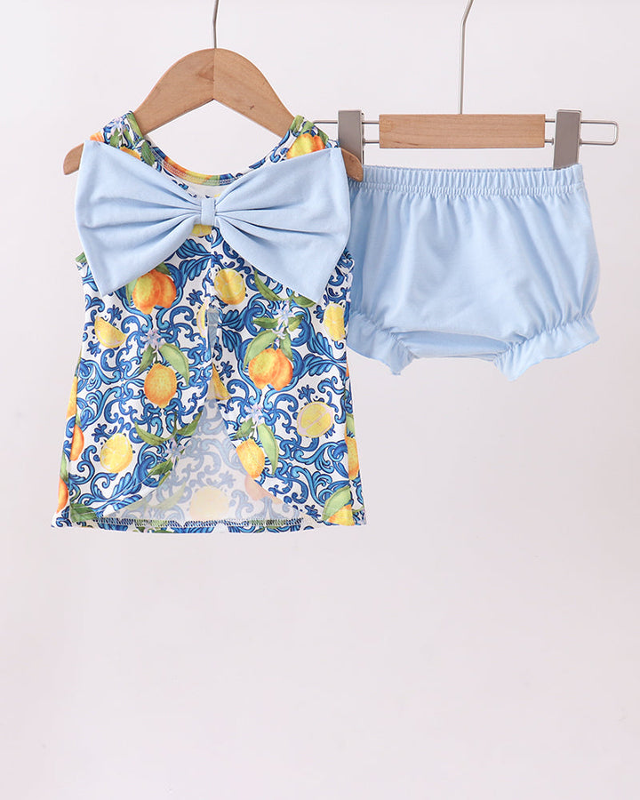 Lemon Smocked Ruffle Bloomer Set