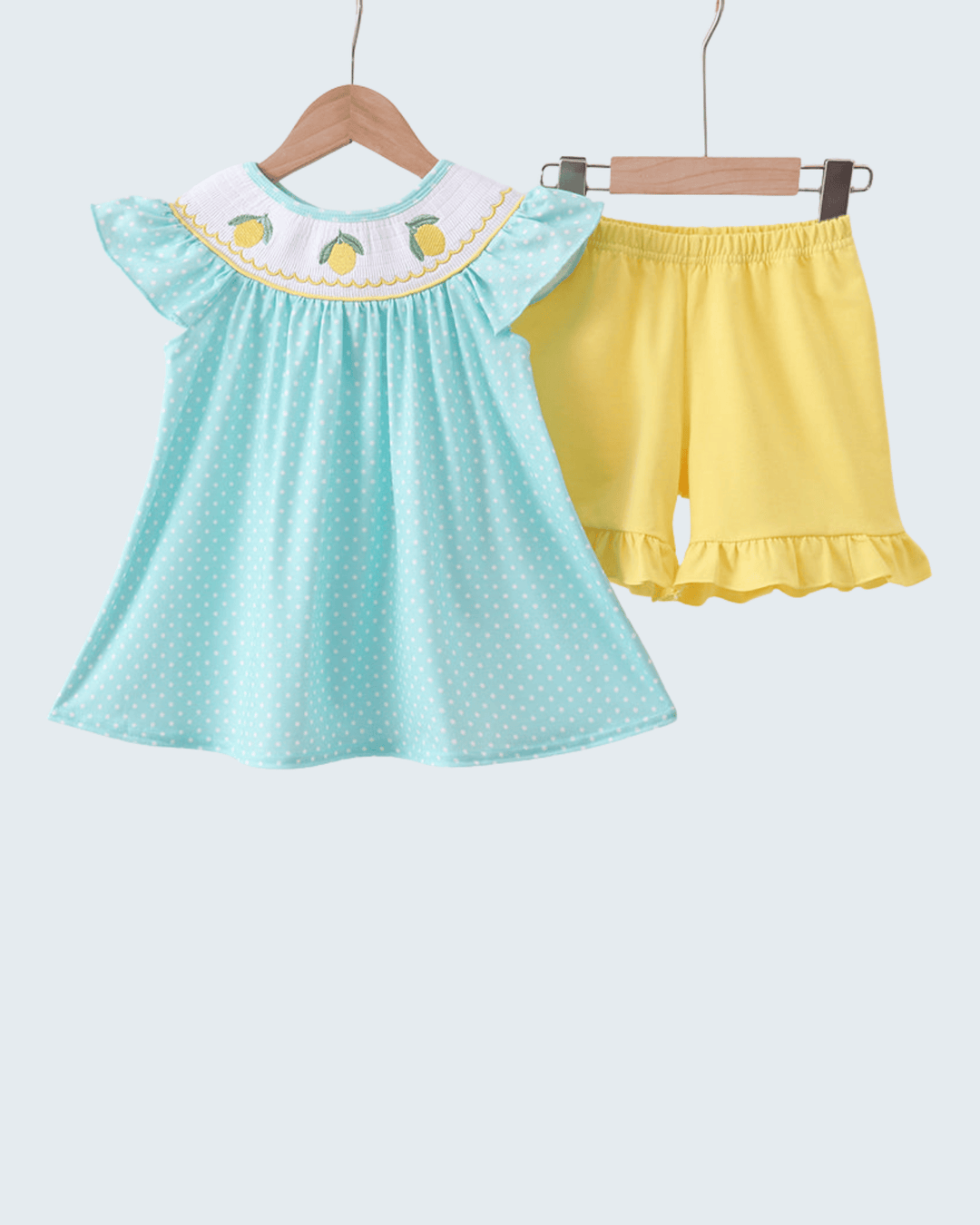 Lemon Smocked Ruffle Shorts Set