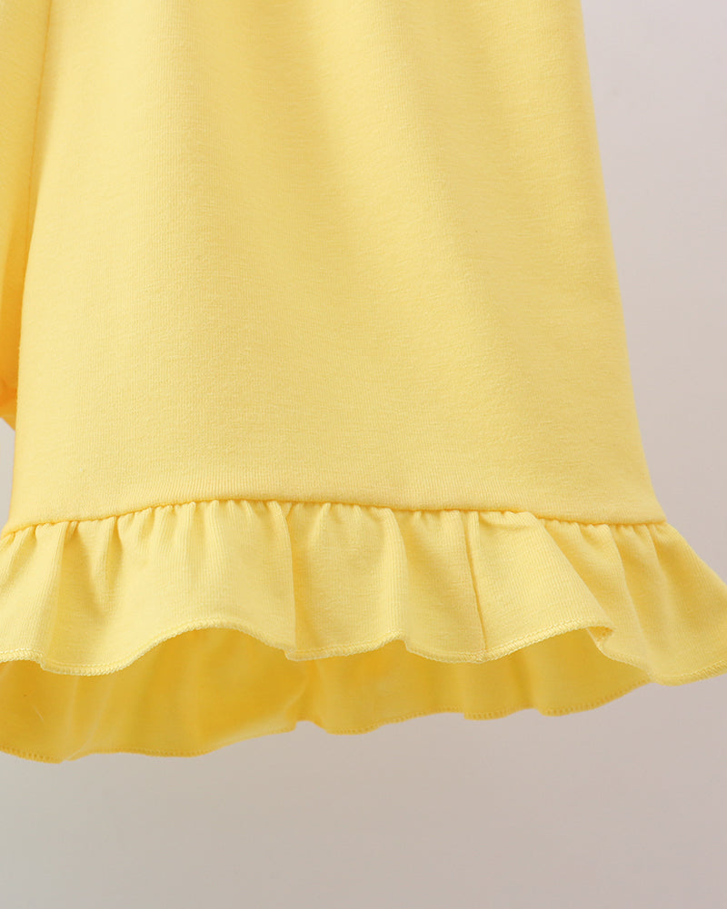 Lemon Smocked Ruffle Shorts Set