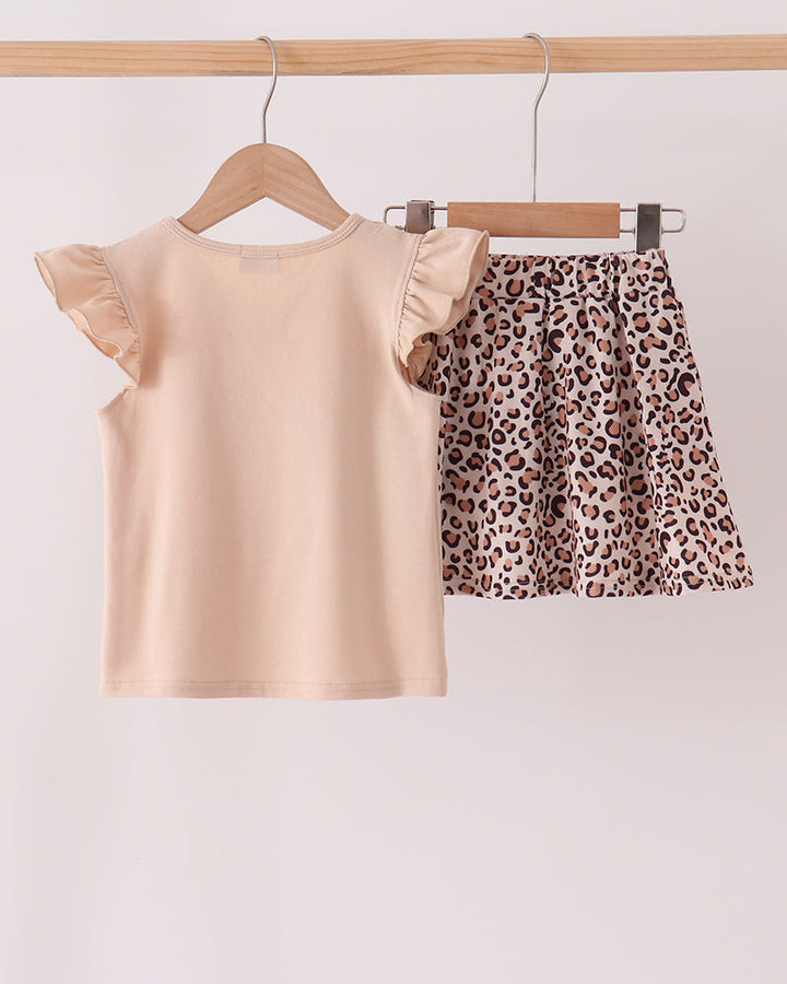 Leopard Pumpkin Appliqué Ruffle Skort Set