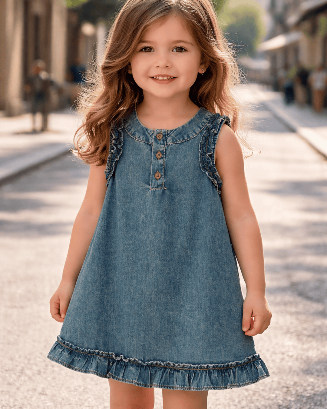 Vintage Denim Ruffle Dress