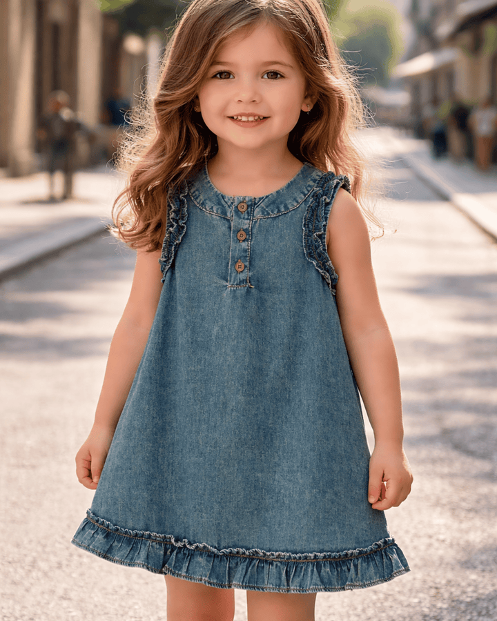 Vintage Denim Ruffle Dress