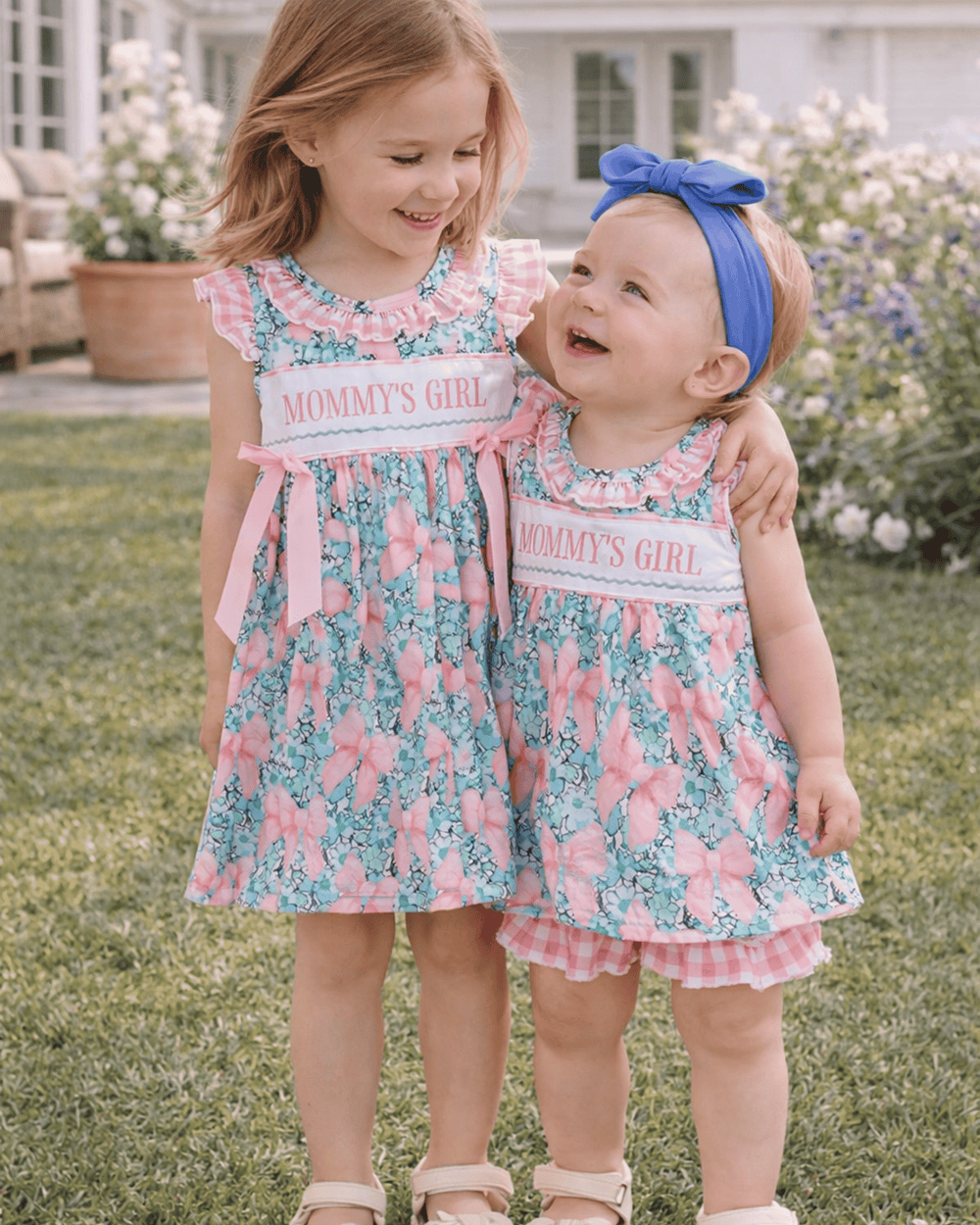 Floral Mommy's Girl Embroidered Gingham Shorts Set