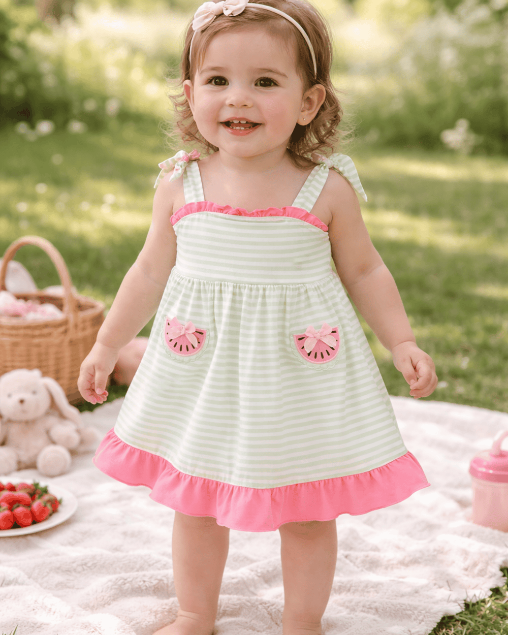 Watermelon Applique Ruffle Dress