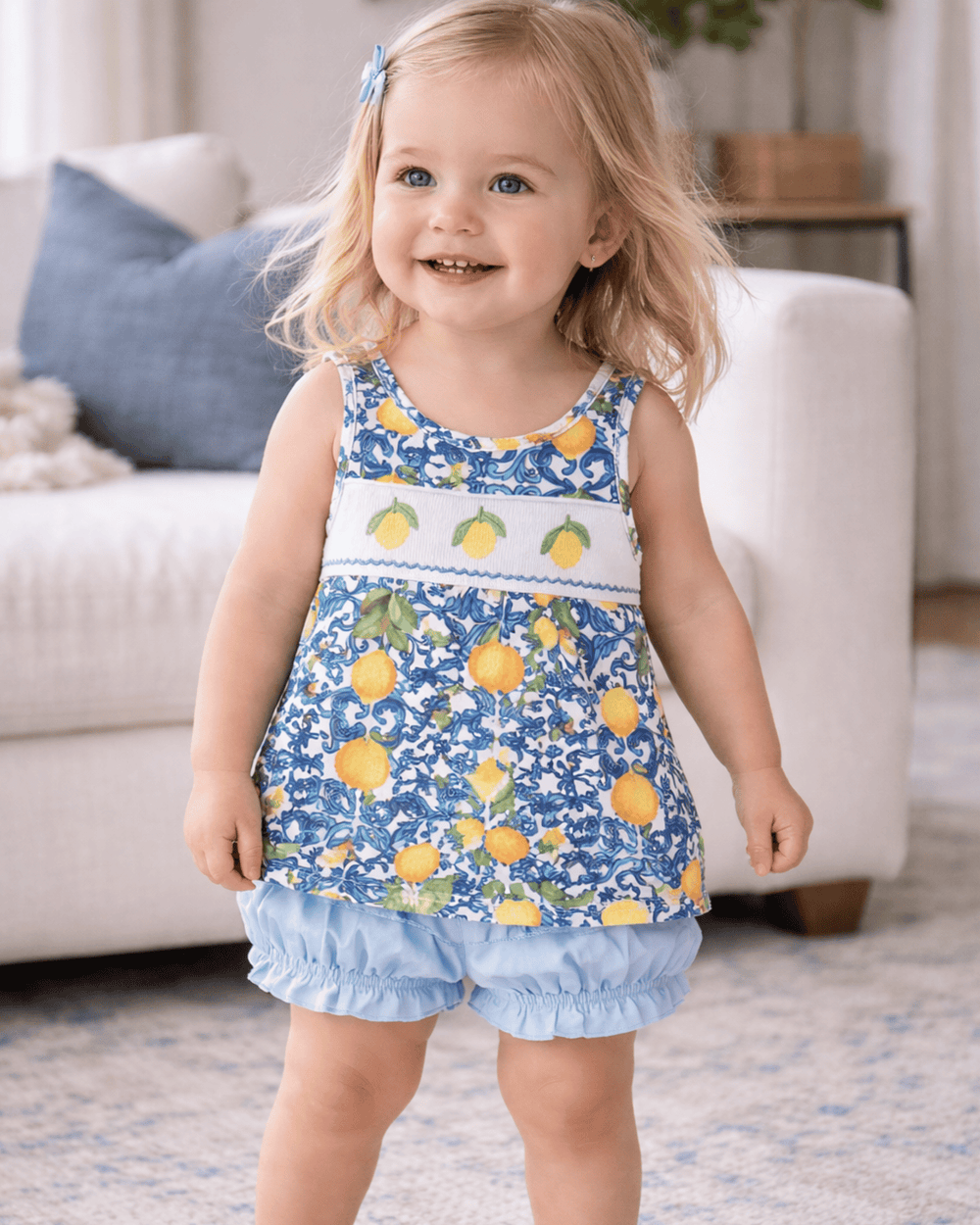 Lemon Smocked Ruffle Bloomer Set