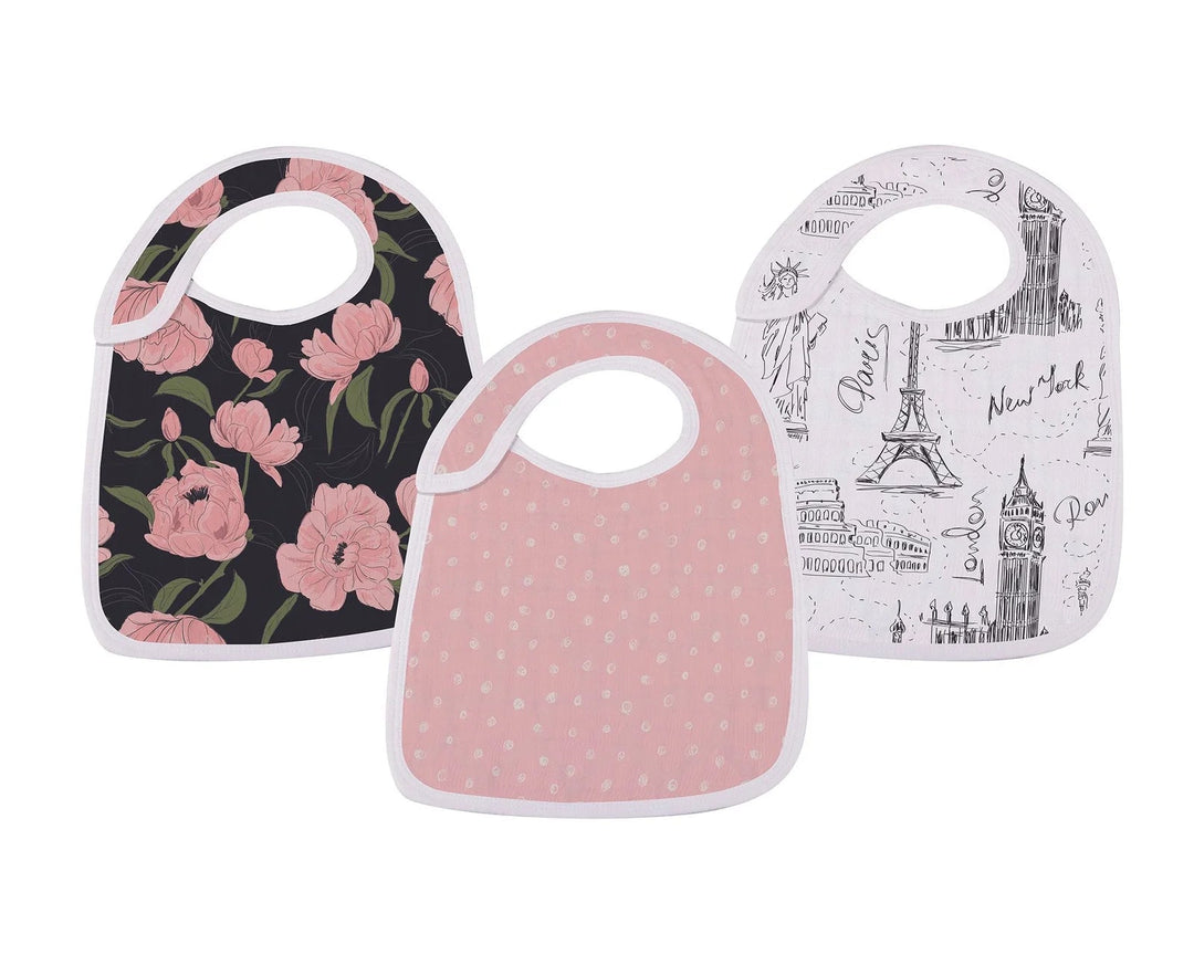 London, Paris, New York Snap Bibs 3 Pack