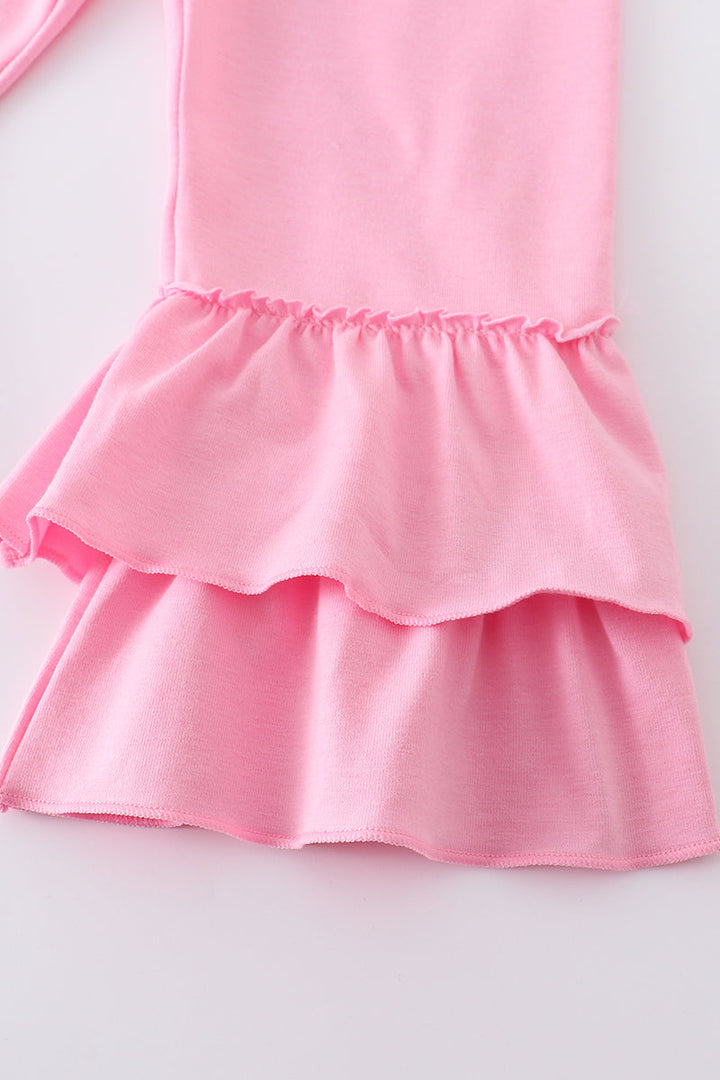Floral Print Bunny Embroidered Smocked Set