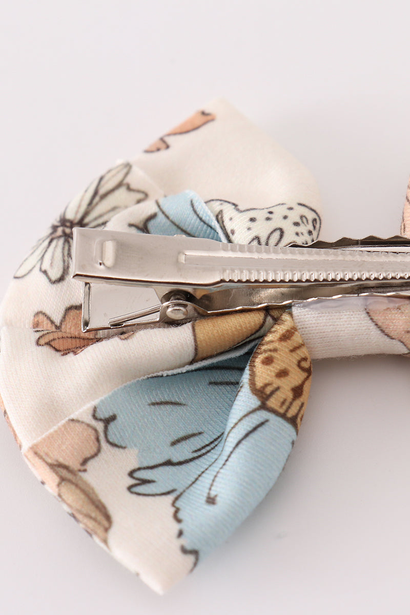 Floral Print Piggie Hair Bows