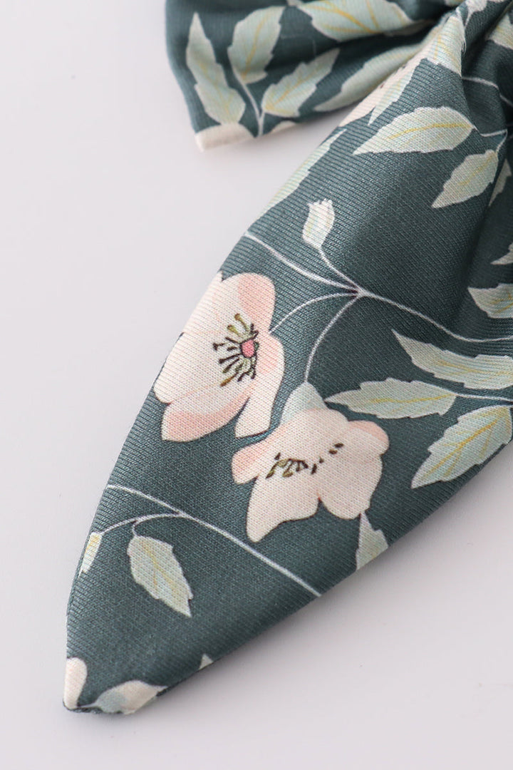 Green Floral Print Sailor Bow